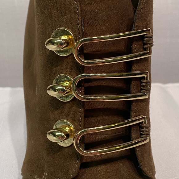 NWT Eva & Zoe Brown & Gold Valerie Stiletto Ankle Booties Boots Heels Size 6.5 M - Picture 6 of 16